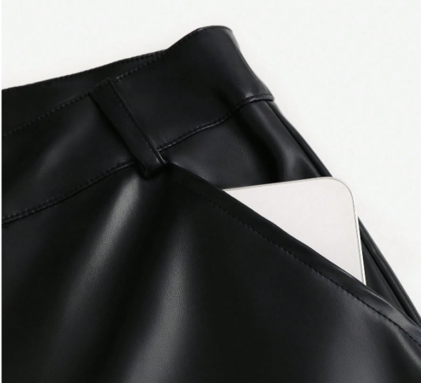 Pantalón Wide Leg de Cuero Negro - Imagen 4